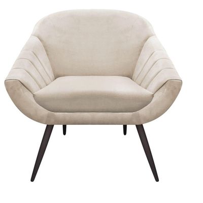 Kit 02 Poltronas Giovana Suede Bege Pés Palito Ferro Drossi