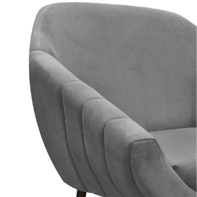 Kit 02 Poltronas Giovana Suede Grafite Pés Palito Ferro