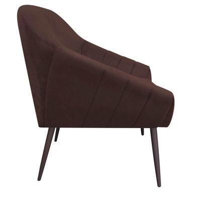 Kit 02 Poltronas Giovana Suede Marrom Pés Palito Ferro