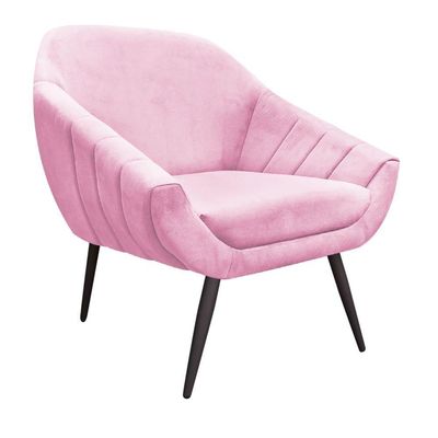 Kit 02 Poltronas Giovana Suede Rosa bebê Pés Palito Ferro
