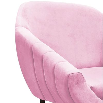 Kit 02 Poltronas Giovana Suede Rosa bebê Pés Palito Ferro
