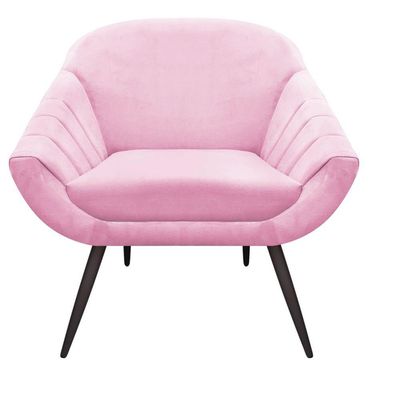 Kit 02 Poltronas Giovana Suede Rosa bebê Pés Palito Ferro