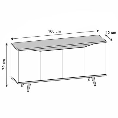 Aparador Buffet 4 Portas Kira Cor Off White E Noce