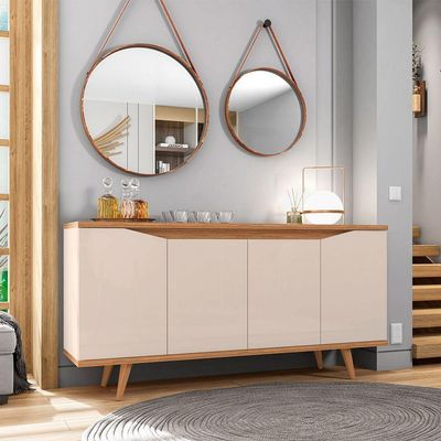 Aparador Buffet 4 Portas Kira Off White E Noce