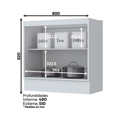 Balcão 02 Portas 80 Cm Nova York Branco