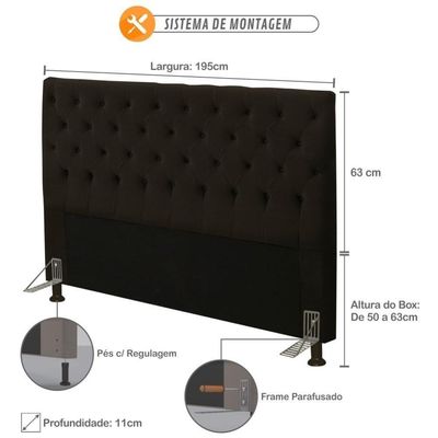 Cabeceira Cama Box Casal King 195Cm Cristal Suede Chocolate