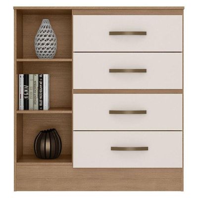 Guarda Roupa Casal 6 Portas E Cômoda 4 Gavetas 01 Porta Lite Nature Off White - Móveis Leão