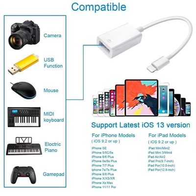 Adaptador Cabo Otg Lighting Usb Compatível Iphone E Ipad Pen Drive