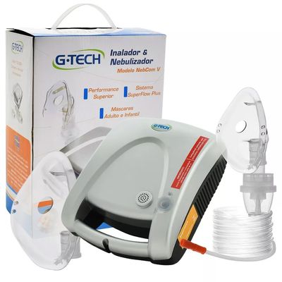 Nebulizador a Ar Comprimido G-Tech Nebcom V Bivolt Prata