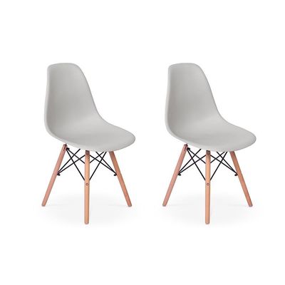 Conjunto 2 Cadeiras Eames Eiffel Wood Cinza
