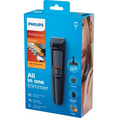 Conjunto de Aparador de Pelos Recarregável Philips 6 em 1 Multigroom MG3711/15 Bivolt