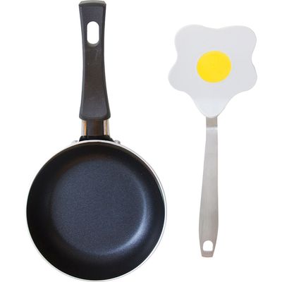Conjunto Mini Frigideira 12cm Antiaderente com Espátula Cazza Azul