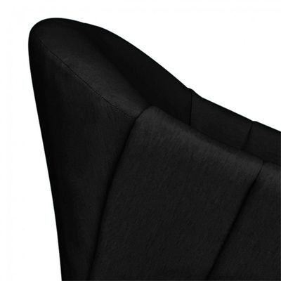 Poltrona Giratória Giovana Linho Preto Base Madeira D´rossi