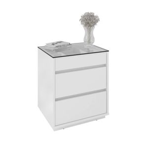 Mesa de Cabeceira Organizadora Ellie 3 Gavetas Branco - D'Rossi