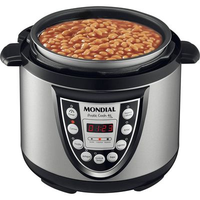 Panela de Pressão Elétrica 800W Mondial Pratic Cook PE09 127V - Prata/Preta