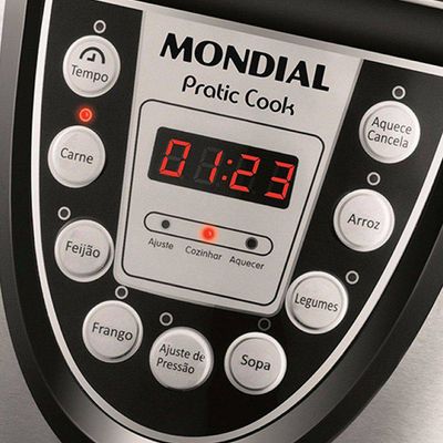 Panela de Pressão Elétrica 800W Mondial Pratic Cook PE09 127V - Prata/Preta