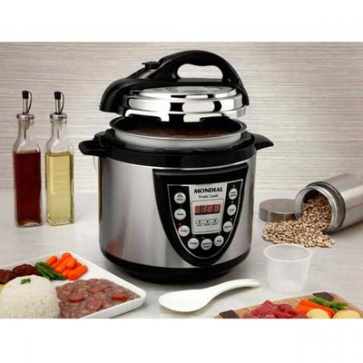 Panela de Pressão Elétrica 800W Mondial Pratic Cook PE09 127V - Prata/Preta