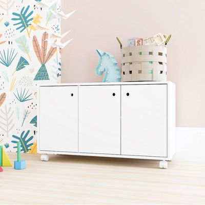 Balcão Infantil Em Mdp Com 3 Portas E 1 Prateleira Brv Móveis Branco