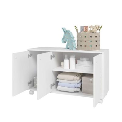 Balcão Infantil Em Mdp Com 3 Portas E 1 Prateleira Brv Móveis Branco