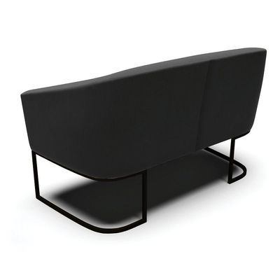 Sofá Namoradeira E 2 Poltronas Base Industrial Preto Stella Suede D03 - D'rossi Cor Preto
