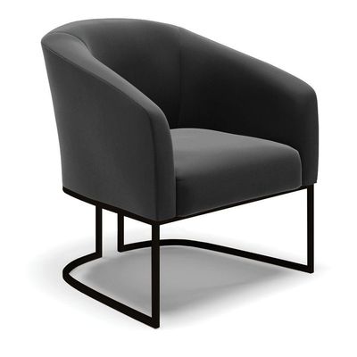 Sofá Namoradeira E 2 Poltronas Base Industrial Preto Stella Suede D03 - D'rossi Cor Preto