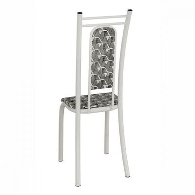 Conjunto Com 6 Cadeiras Paris Liso Branco Com Mosaico Cinza Teixeira Branco Com Cinza
