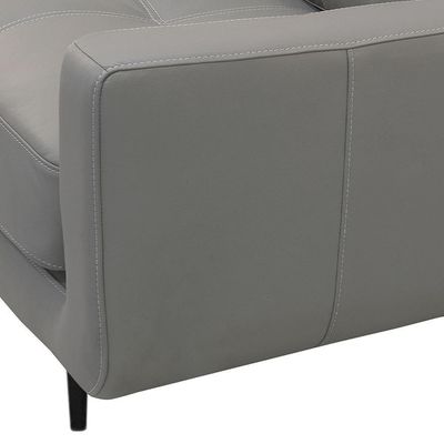 Sofá 3 Lugares Para Sala Living Industrial 210cm ávila L06 Couro Cinza Claro - Lyam Decor