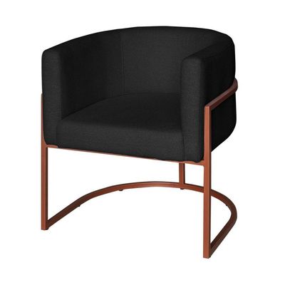 Poltrona Base Industrial Bronze Kit 2 Lety Veludo Preto S05 - D'rossi