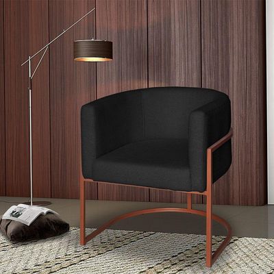 Poltrona Base Industrial Bronze Kit 2 Lety Veludo Preto S05 - D'rossi