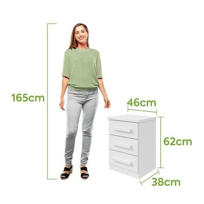 Mesa De Cabeceira 3 Gavetas Baiao Branco
