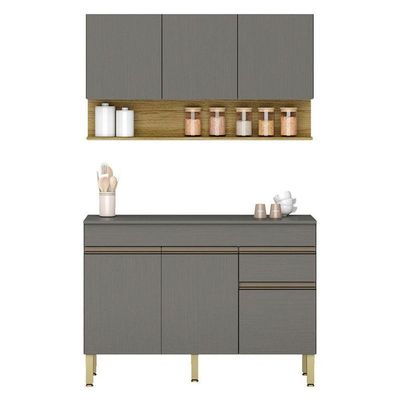Cozinha Modulada Line Composição 2 Gris Freijó - Kits Paraná