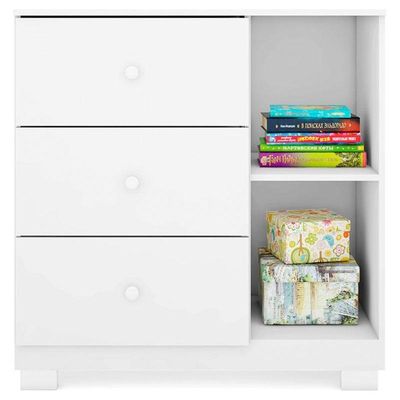 Quarto De Bebê Duda 3 Portas Com Berço Nacional Doce Sonho 3540 Branco Brilho Com Colchão Ortobom