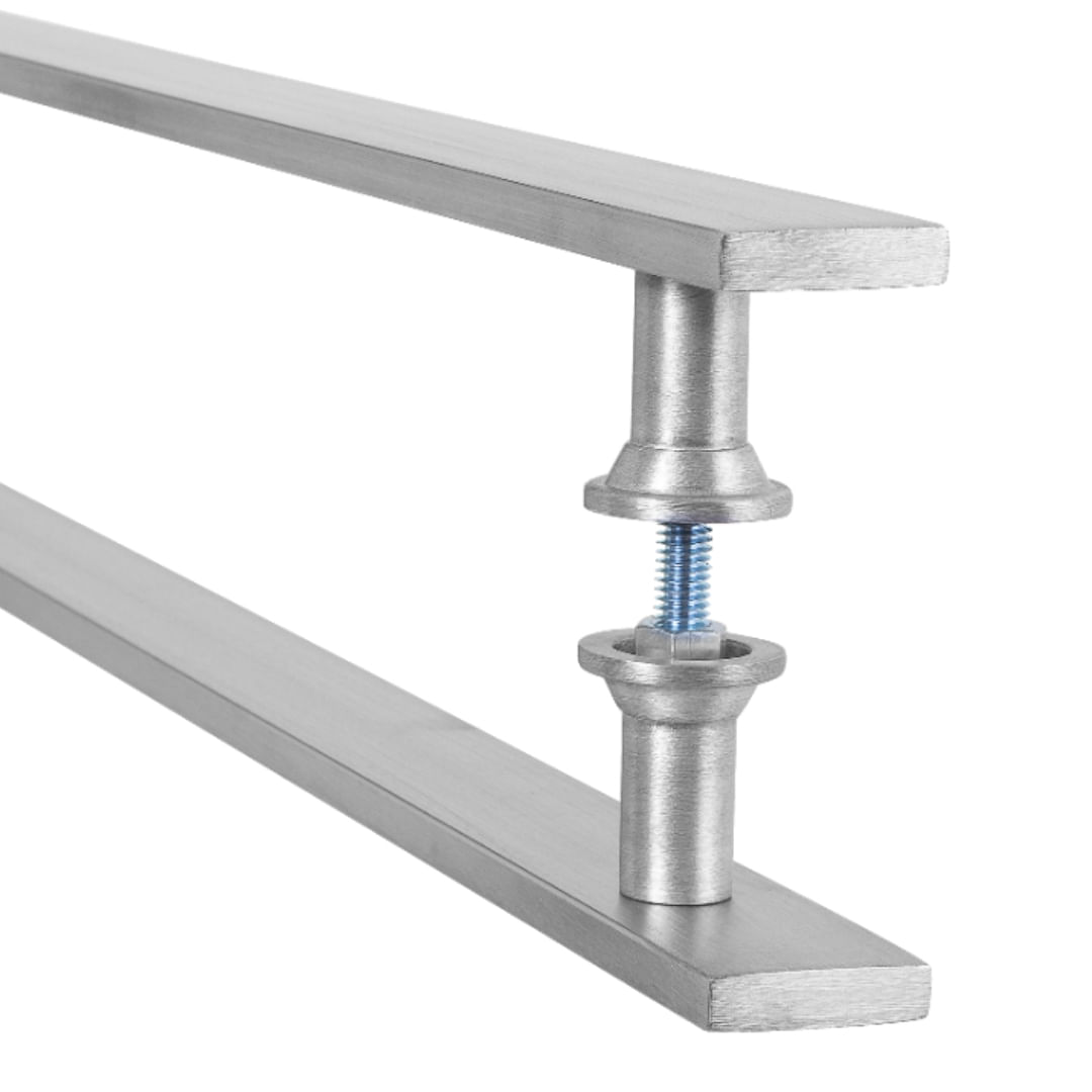 Puxador Barra Chata Inox Escovado Para Porta Madeira 150 cm