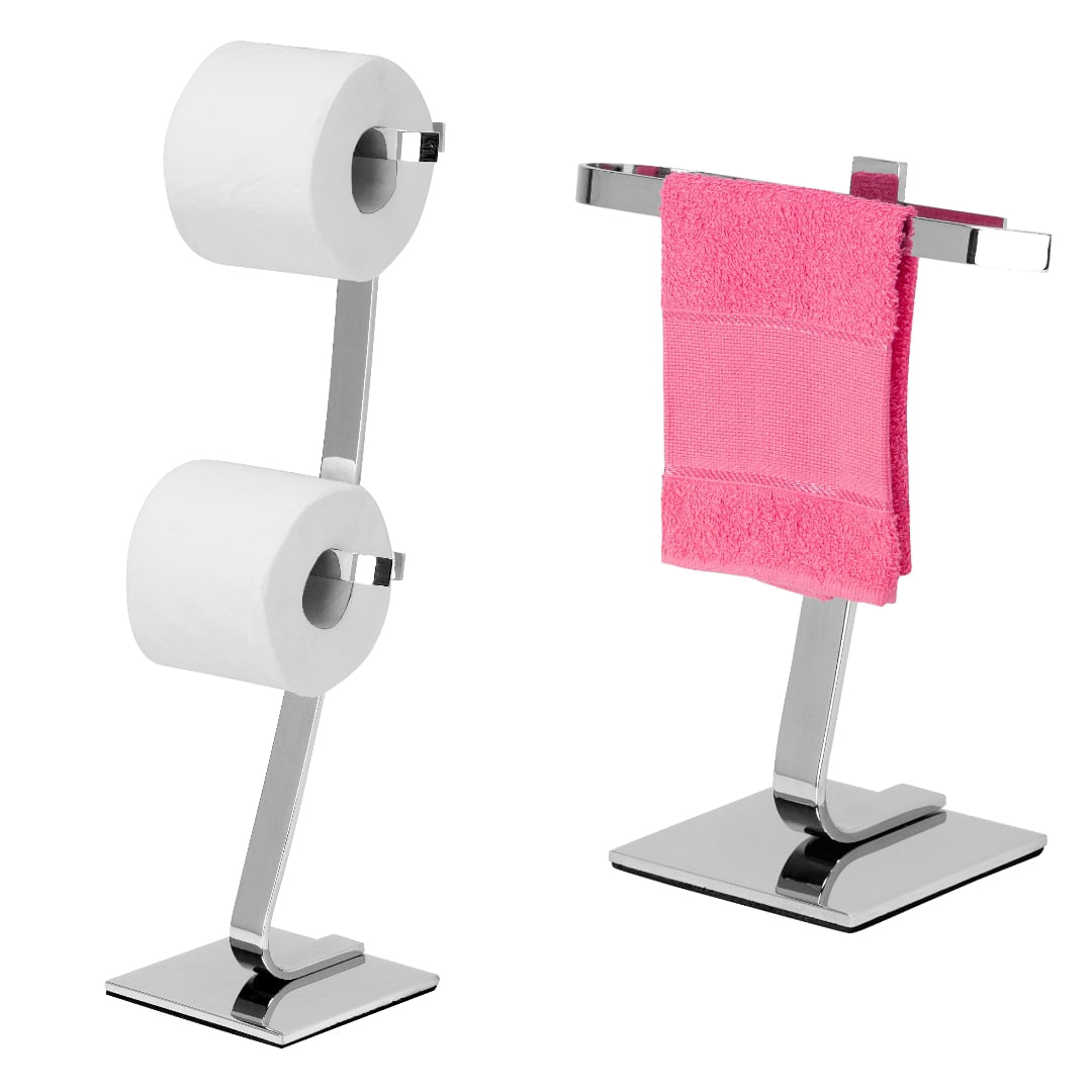 Kit Porta Toalha De Bancada E Porta Papel Higiênico De Chão
