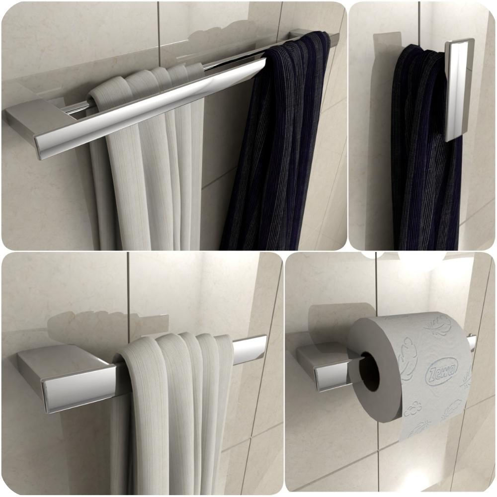 Kit De Acessórios Para Banheiro Cromado Master Duplo 4 Peças