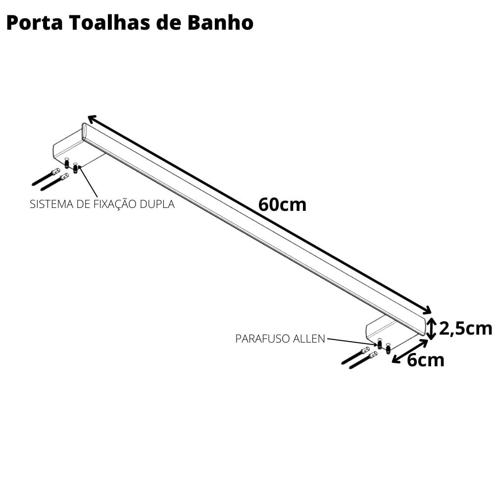 Porta Toalhas Para Banho Master Branco 60cm