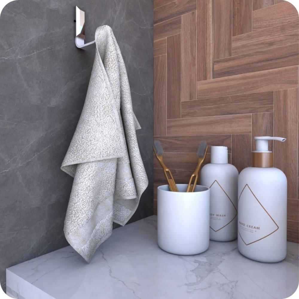 Kit Acessórios Para Banheiro Branco e Cromo Empire 4 peças