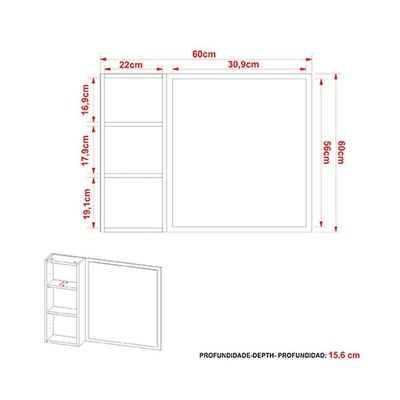 Espelheira de Banheiro BN3648 60x60 cm Branco - Tecno Mobili