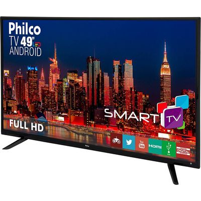 Smart TV LED 49" Philco PH49F30DSGWA com Conversor Digital Full HD com 2 Entradas HDMI e 2 Entradas USB Preta