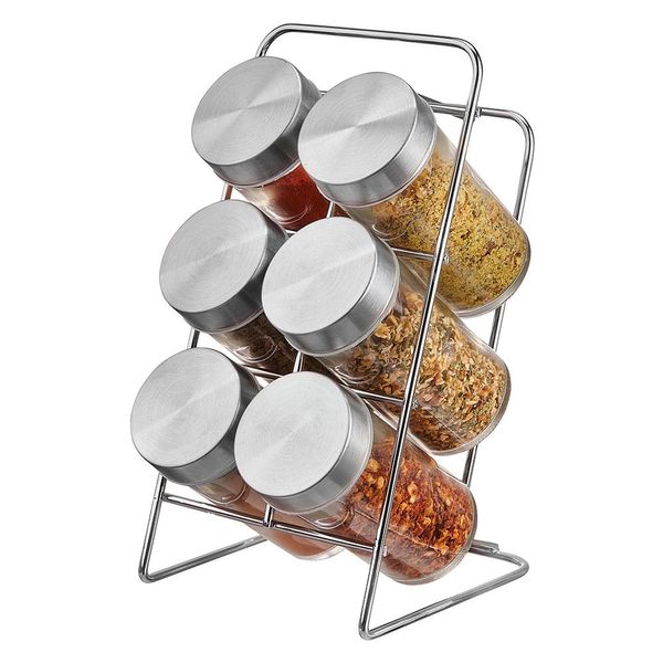 Porta Condimento 6 Peças com Suporte Inox Etilux Hauskraft 024