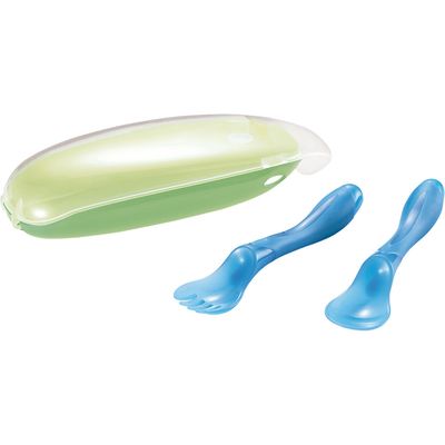 Colher e Garfo com Estojo Multikids Funny Meal BB072 Menino