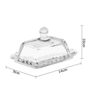 Manteigueira de Vidro Cristal com Tampa Mesa Posta 14cm