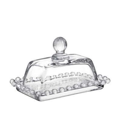 Manteigueira de Vidro Cristal com Tampa Mesa Posta 14cm