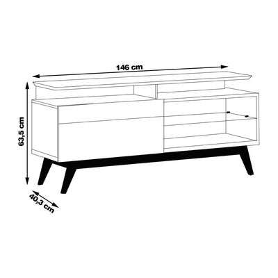 Rack Bancada 1 Gaveta com Nicho 146cm Amy Off White/Freijó - Gran Belo