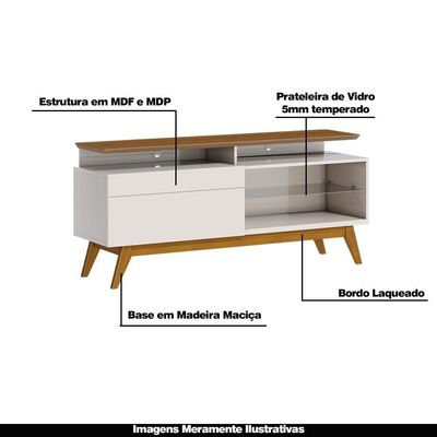Rack Bancada 1 Gaveta com Nicho 146cm Amy Off White/Freijó - Gran Belo