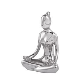 Escultura Decorativa de Yoga em Porcelana 1 Prata - Gran Belo