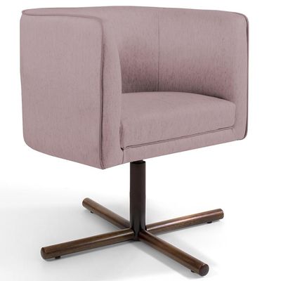 Kit 02 Poltronas Decorativas Giratória Base X Betina D02 Veludo Rosê C-305 - Lyam Decor