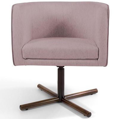Kit 02 Poltronas Decorativas Giratória Base X Betina D02 Veludo Rosê C-305 - Lyam Decor