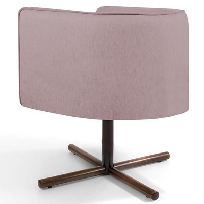 Kit 02 Poltronas Decorativas Giratória Base X Betina D02 Veludo Rosê C-305 - Lyam Decor