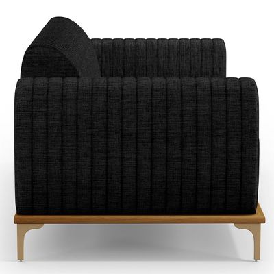Sofá 3 Lugares Para Sala de Estar Molino 180 cm D02 Pés D'Ouro Linho Chumbo D-465 - Lyam Decor